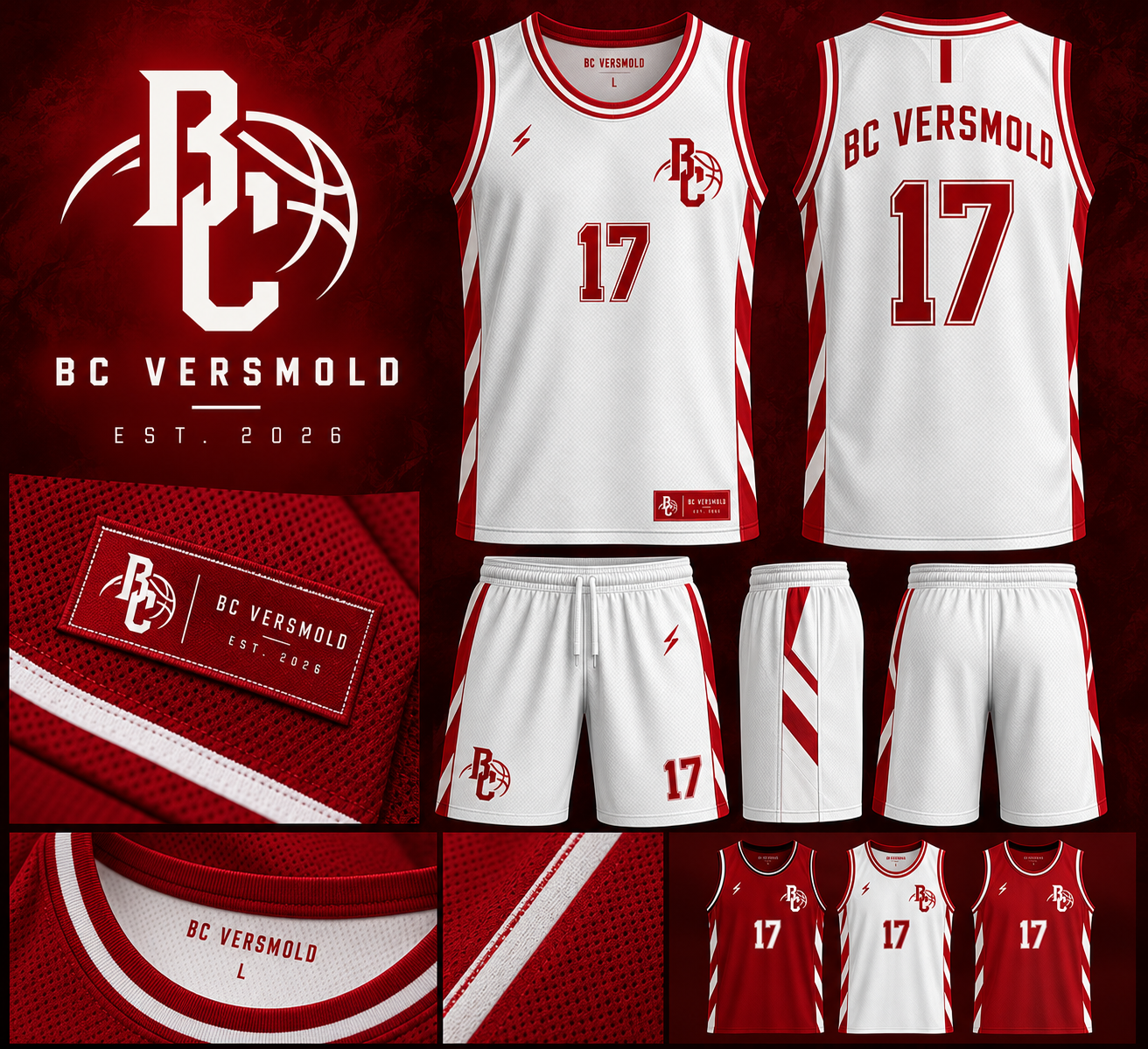 BC Versmold Trikot- und Brandingentwurf in Rot und Weiß